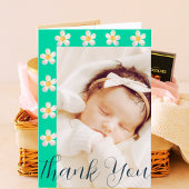 ターコイズ フラワーフォトカード | 助産師 新生児 ギフト サンキューカード