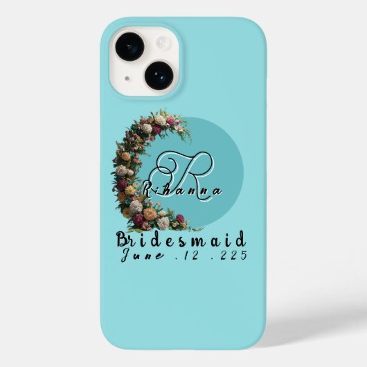 ターコイズ フラワーモノグラム トートバッグ | 花嫁の仲間たち Case-Mate iPhoneケース (裏面)