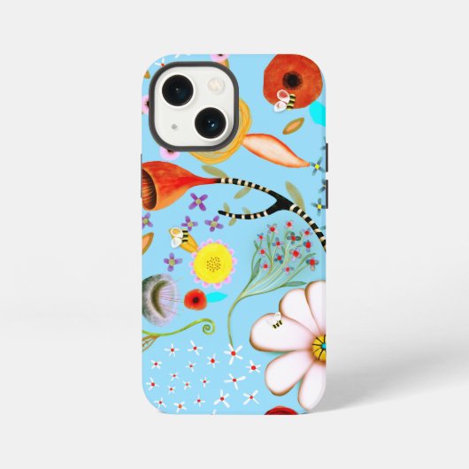 ターコイズ フラワー iPhone / iPad カバー (裏面)