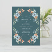 ターコイズ フローラル アーチ ウェディング 招待状 (スタンド正面)