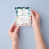 ターコイズ&ブッシュピンク フラワー ウェディング 2 チラシ (手)