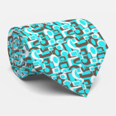 ターコイズ、ブラウン及び白いオップアートのタイ ネクタイ (ロール)