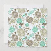 ターコイズ ブラウン タン オリーブ フラワー アブストラクト ポストウェディング 招待状 (裏面)