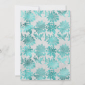 ターコイズ、ブラックおよびシルバーのフローラ結婚のアップデート 招待状 (裏面)