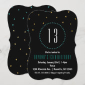 ターコイズ、ブラックゴールドの三角形 モダンパーティー招待状 招待状 (正面/裏面)