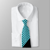 ターコイズ&ブラックスタイリッシュ水玉模様モノグラムタイ ネクタイ (タイ)