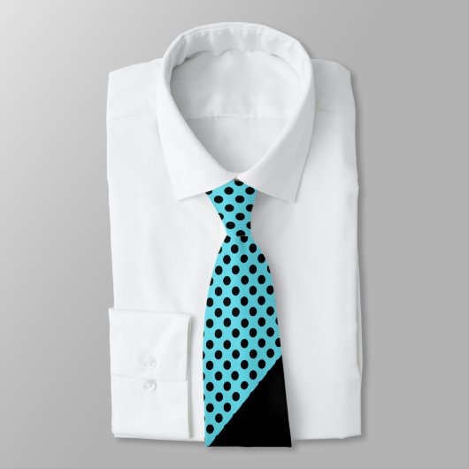ターコイズ&ブラックスタイリッシュ水玉模様モノグラムタイ ネクタイ (タイ)