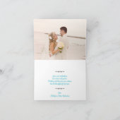 ターコイズ、ブラックダマスクラブハート結婚ズ サンキューカード (内部)