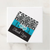 ターコイズ、ブラックダマスクラブハート結婚ズ フェイバータグ (インサイチュ)