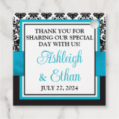 ターコイズ、ブラックダマスクラブハート結婚ズ フェイバータグ (裏面)