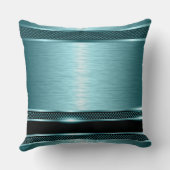 ターコイズ&ブラックメタリックブラッシュアルミニウムルック クッション (裏面)