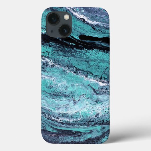 ターコイズ&ブラック抽象的マーブル Case-Mate iPhoneケース (裏面)