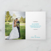 ターコイズ ブラック ダマスク ラブ ハーツ ウェディング サンキューカード (内部)