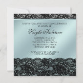 ターコイズ ブラック フォト スウィート シックスティーン バースデー パーティー 招待状 (裏面)