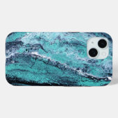 ターコイズ＆ブラック 抽象的マーブル Case-Mate iPhoneケース (裏面 (横))