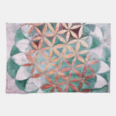 ターコイズ ブラッシュ ピンク パステル アブストラクト ウォーターカラー パターン キッチンタオル (横)