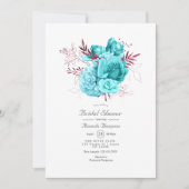 ターコイズ&ブルゴーニュフローラブライダルシャワーインヴィータ 招待状 (正面)