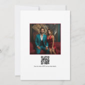 ターコイズ&ブルゴーニュフローラ結婚の写真QRコード 招待状 (裏面)