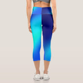 ターコイズ&ブルーグラデーションムーンライトダブルストライプ カプリレギンス (裏面)