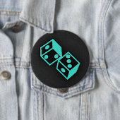 ターコイズ、ブルーグリーンカジノサイコロ 缶バッジ (インサイチュ)