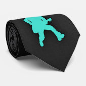 ターコイズ;ブルーグリーンギタープレーヤー ネクタイ (ロール)