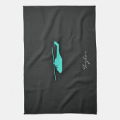 ターコイズ;ブルーグリーンヘリコプタ キッチンタオル (縦)