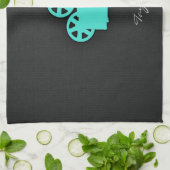 ターコイズ;ブルーグリーンムービーカメラ キッチンタオル (折り畳み)