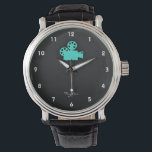 ターコイズ；ブルーグリーンムービーカメラ 腕時計<br><div class="desc">カッコいい、お洒落ターコイズ、ブルーグリーンヴィンテージ、レトロな、黒と濃いグレーのテクスチャ付き背景のムービーカメラクリップアート。家族素晴らしの志望俳優や女優のために！名前または文字を追加してカスタマイズするこのアイテムで使用されているイメージはライセンスを受け、©グラフィックスFactory.com</div>