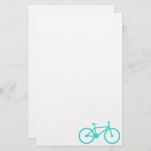 ターコイズ;ブルーグリーン自転車 便箋 (正面/裏面)