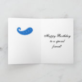 ターコイズ&ブルーパリジャンペイズリーハッピーバースデー カード (内部)