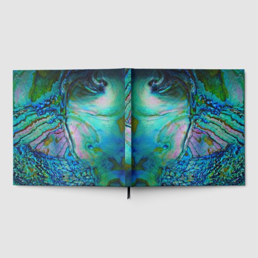 ターコイズ＆ブルー アバロン シェル ゲストブック (全面)