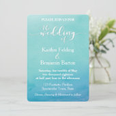 ターコイズ＆ブルー オンブル 水彩 結婚式招待状 4a 招待状 (スタンド正面)