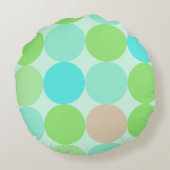 ターコイズ ブルー グリーン & オレンジ サークル モノグラム ラウンドクッション (裏面)