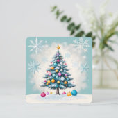 ターコイズ・ヘイズのウォーターカラークリスマスツリー ポップアート (スタンド正面)