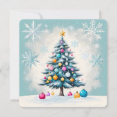 ターコイズ・ヘイズのウォーターカラークリスマスツリー ポップアート (正面)