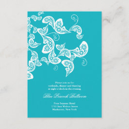 ターコイズ・ペイズリー・ピーコック・シックなウェディング・レセプション エンクロージャーカード