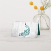 ターコイズ ペコック リーフ ヴァイン 受付案内カード プレイスカード (裏面)