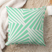 ターコイズ & ホワイトのストライプ柄 - サイコロ型クッション クッション (ブランケット)