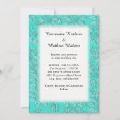 ターコイズ＆ホワイトのデイジー ウェディング 招待状 (正面)