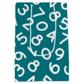 ターコイズ＆ホワイトの数字 – 楽しい数学の先生 ミディアムペーパーバッグ (裏面)