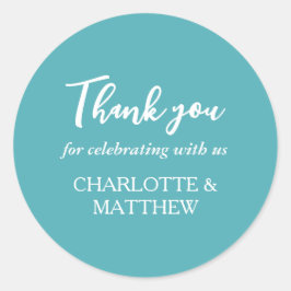 ターコイズ&ホワイトの結婚クラシックラウンドステッカー ラウンドシール