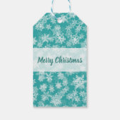 ターコイズ＆ホワイトの雪の結晶　ウィンター ワンダーランド ホリデー ギフトタグ (裏面)