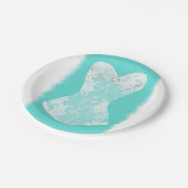 ターコイズ&ホワイトグラムランジェリーシャワーパーティー ペーパープレート (アングル)