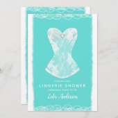 ターコイズ&ホワイトグラムランジェリーシャワーパーティー 招待状 (正面/裏面)