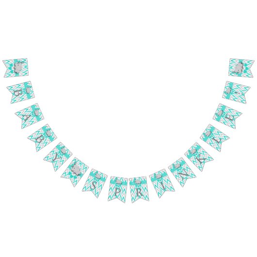 ターコイズ、ホワイトグレーエレファントベビー散布機 バンティングフラッグ (全)