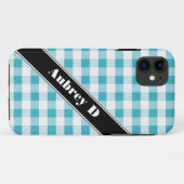 ターコイズ&ホワイトジンガムカスタムiPhone 5ケース Case-Mate iPhoneケース (裏面(横))