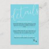 ターコイズ、ホワイトスクリプト結婚の詳細エンクロージャ エンクロージャーカード (正面)