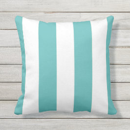 ターコイズ&ホワイトストライプスアウトドア装飾用クッション アウトドアクッション