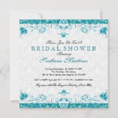 ターコイズ&ホワイトダマスクブライダルシャワー招待 招待状 (正面)