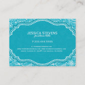 ターコイズ&ホワイトフローラペイズリーダマスパターン2 名刺 (裏面)